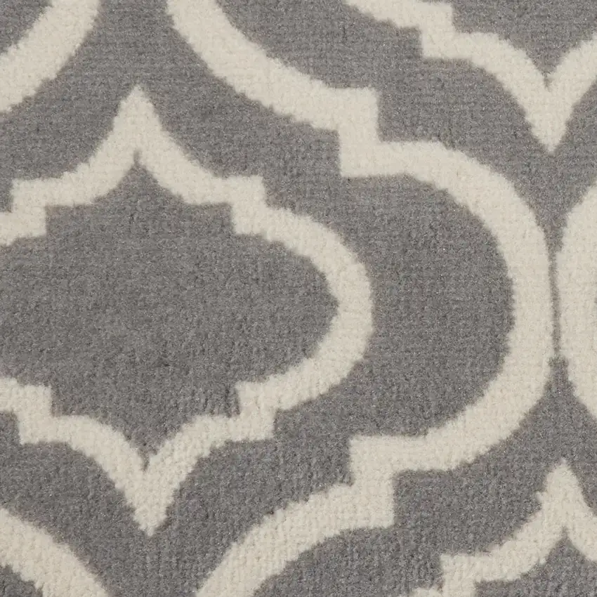 5' Gray Round Moroccan Power Loom Area Rug Photo 9