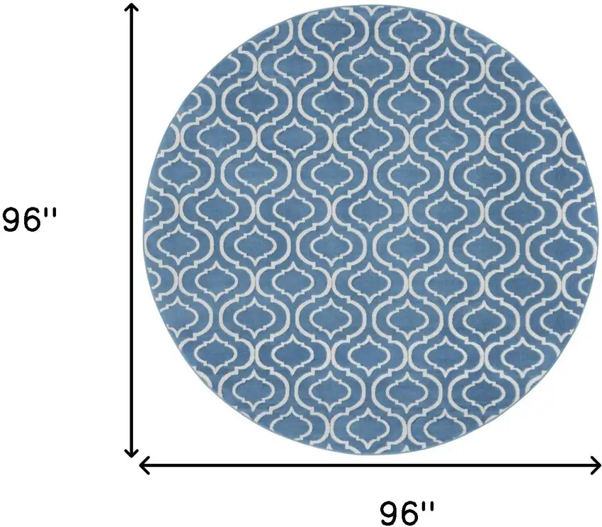 8' Gray Round Moroccan Power Loom Area Rug Photo 7