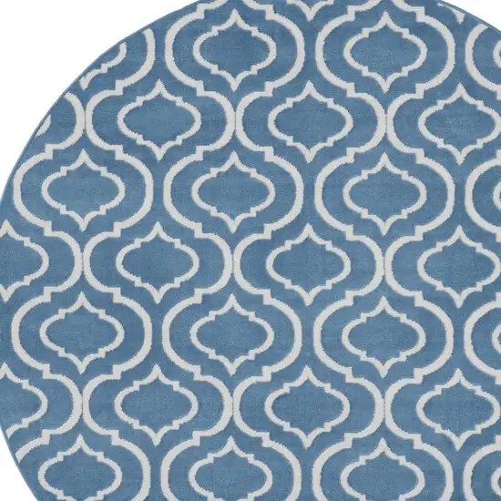 5' Gray Round Moroccan Power Loom Area Rug Photo 8