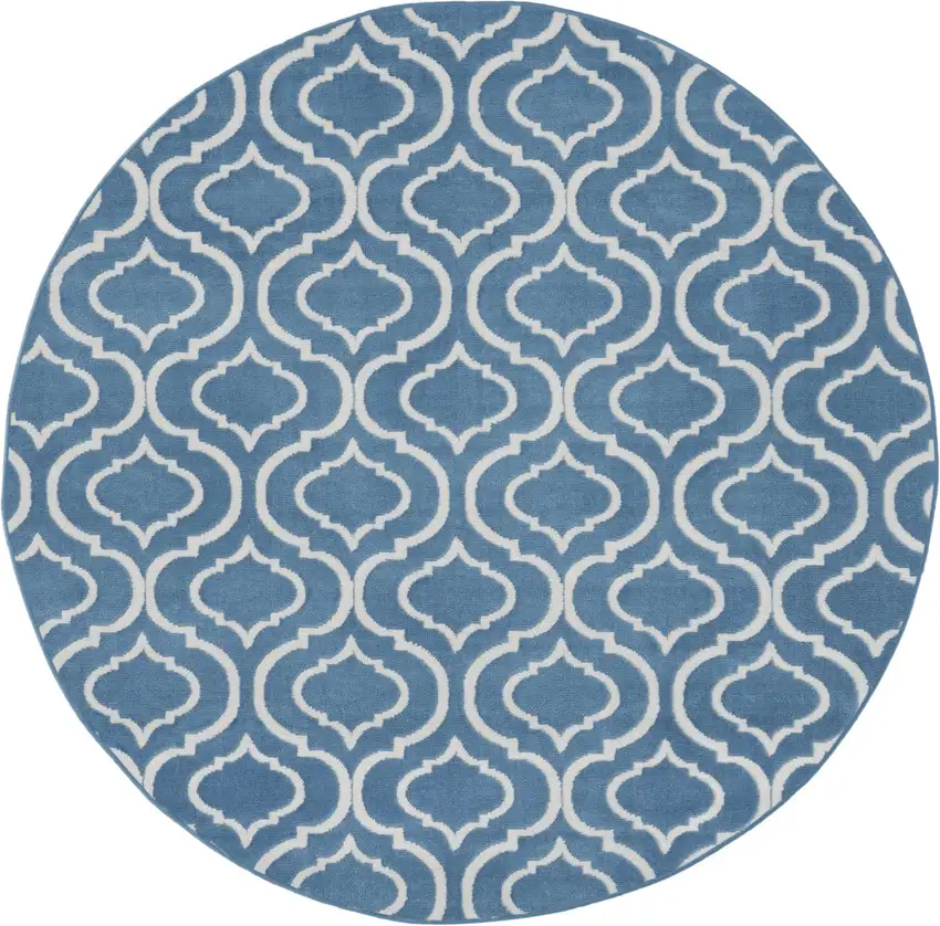 5' Gray Round Moroccan Power Loom Area Rug Photo 1