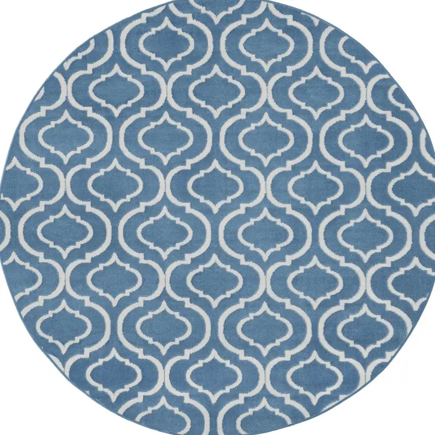 5' Gray Round Moroccan Power Loom Area Rug Photo 5