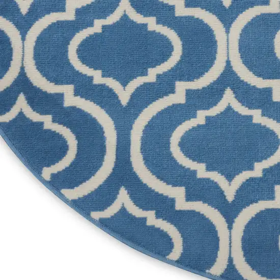 5' Gray Round Moroccan Power Loom Area Rug Photo 7