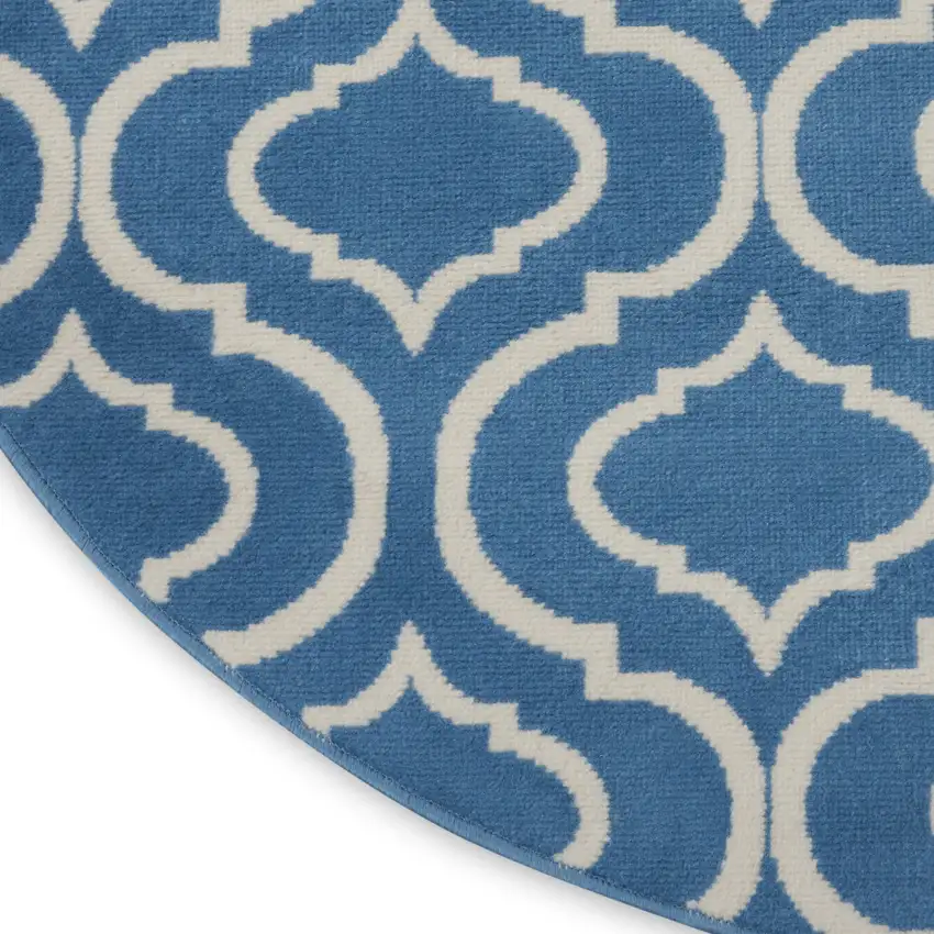 5' Gray Round Moroccan Power Loom Area Rug Photo 7