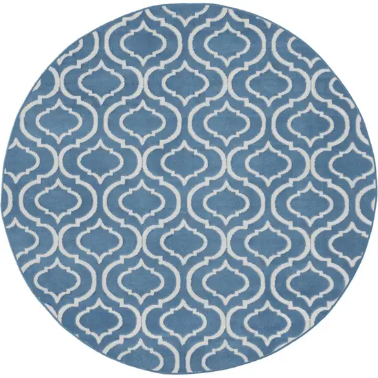 5' Gray Round Moroccan Power Loom Area Rug Photo 4
