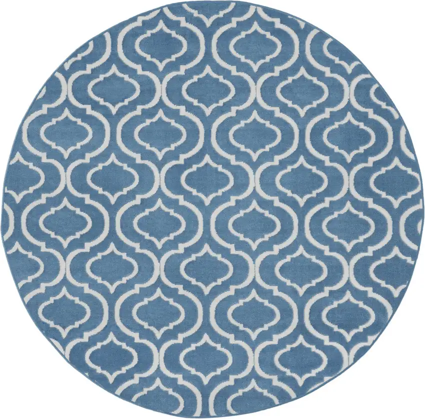 5' Gray Round Moroccan Power Loom Area Rug Photo 4
