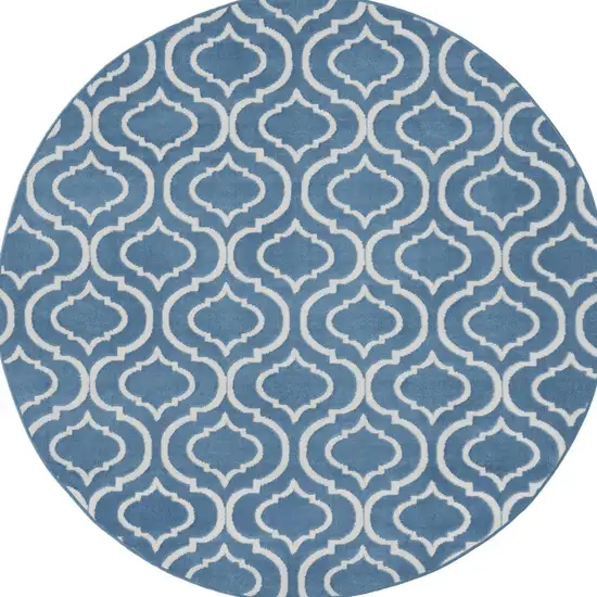 5' Gray Round Moroccan Power Loom Area Rug Photo 1