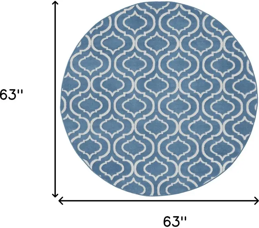 5' Gray Round Moroccan Power Loom Area Rug Photo 7