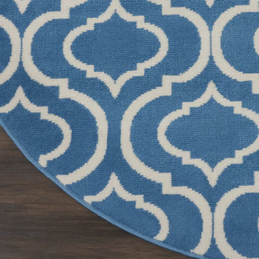 5' Gray Round Moroccan Power Loom Area Rug Photo 9