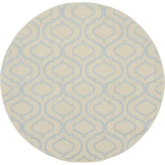 5' Gray Round Moroccan Power Loom Area Rug Photo 4