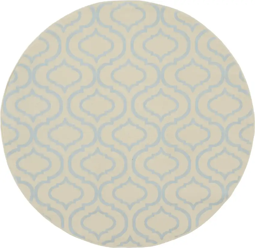 5' Gray Round Moroccan Power Loom Area Rug Photo 4