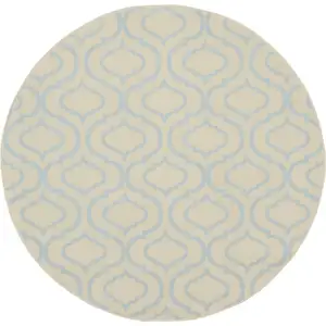Photo of 5' Gray Round Moroccan Power Loom Area Rug