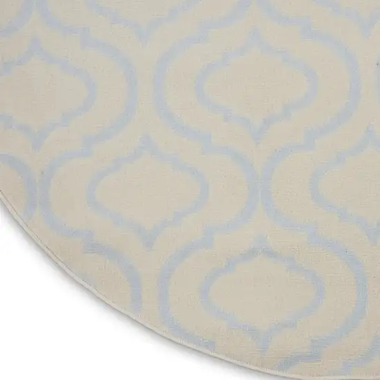 5' Gray Round Moroccan Power Loom Area Rug Photo 7
