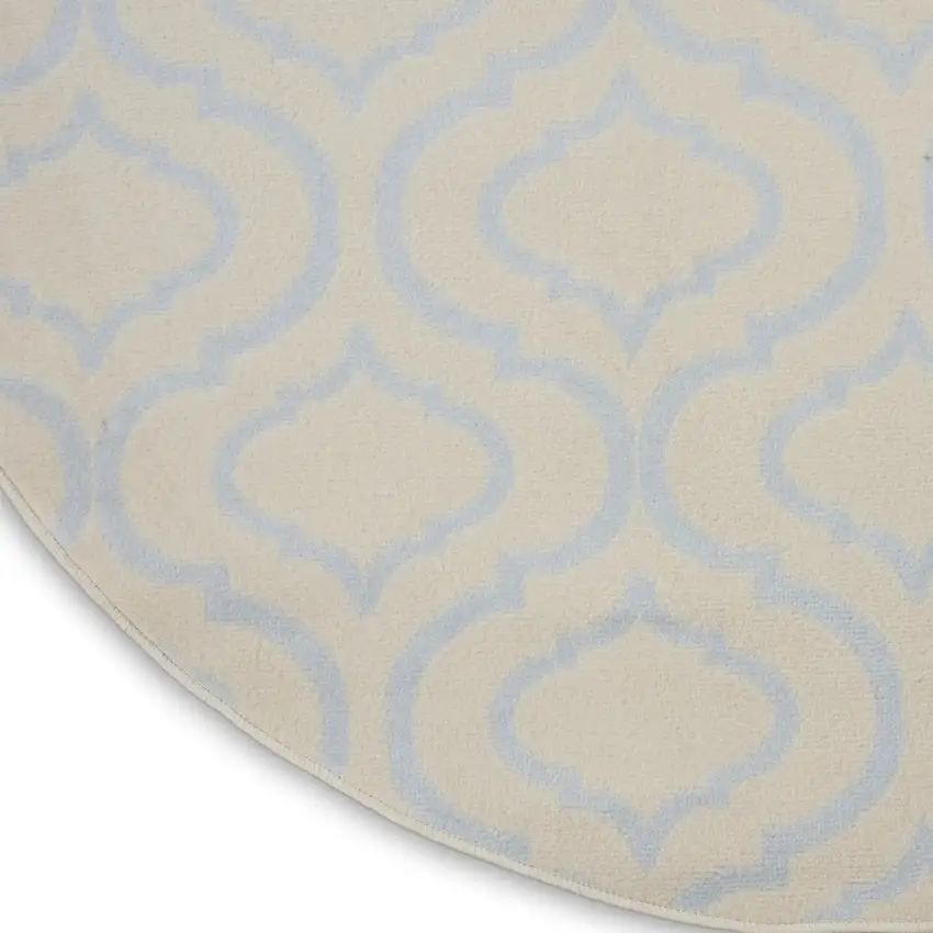 5' Gray Round Moroccan Power Loom Area Rug Photo 7