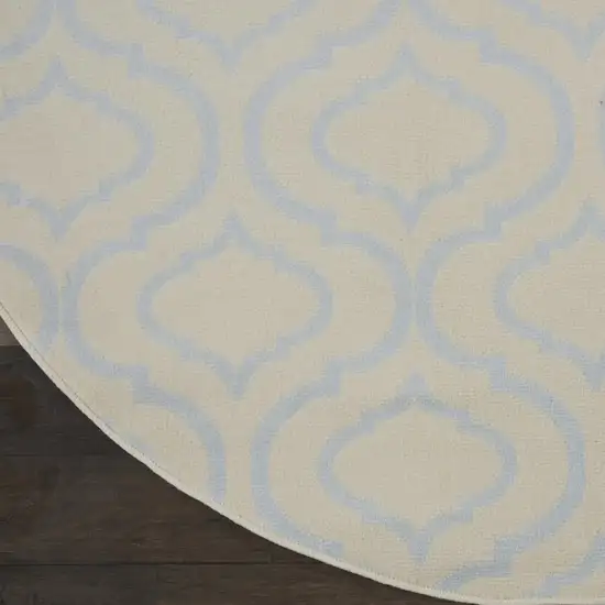 5' Gray Round Moroccan Power Loom Area Rug Photo 9