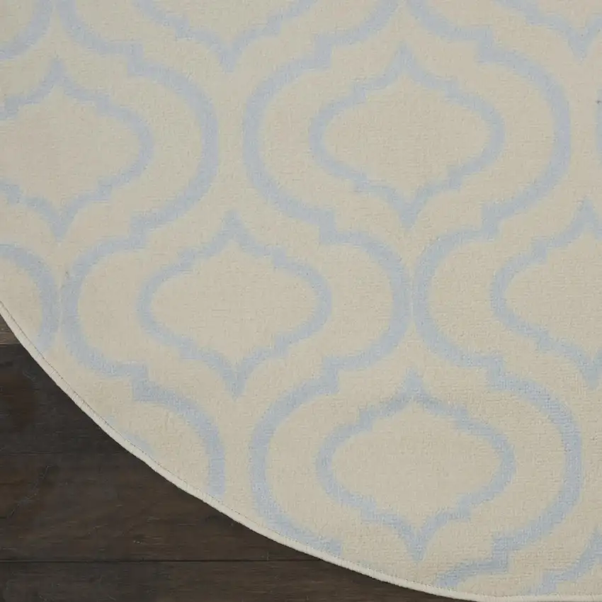 5' Gray Round Moroccan Power Loom Area Rug Photo 9