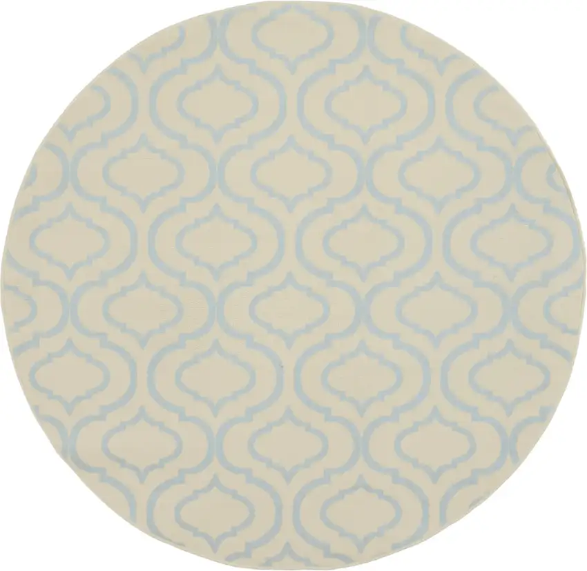 5' Gray Round Moroccan Power Loom Area Rug Photo 6