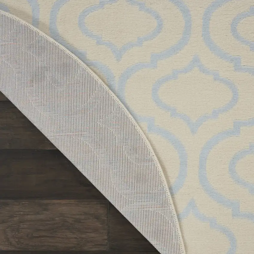 5' Gray Round Moroccan Power Loom Area Rug Photo 8