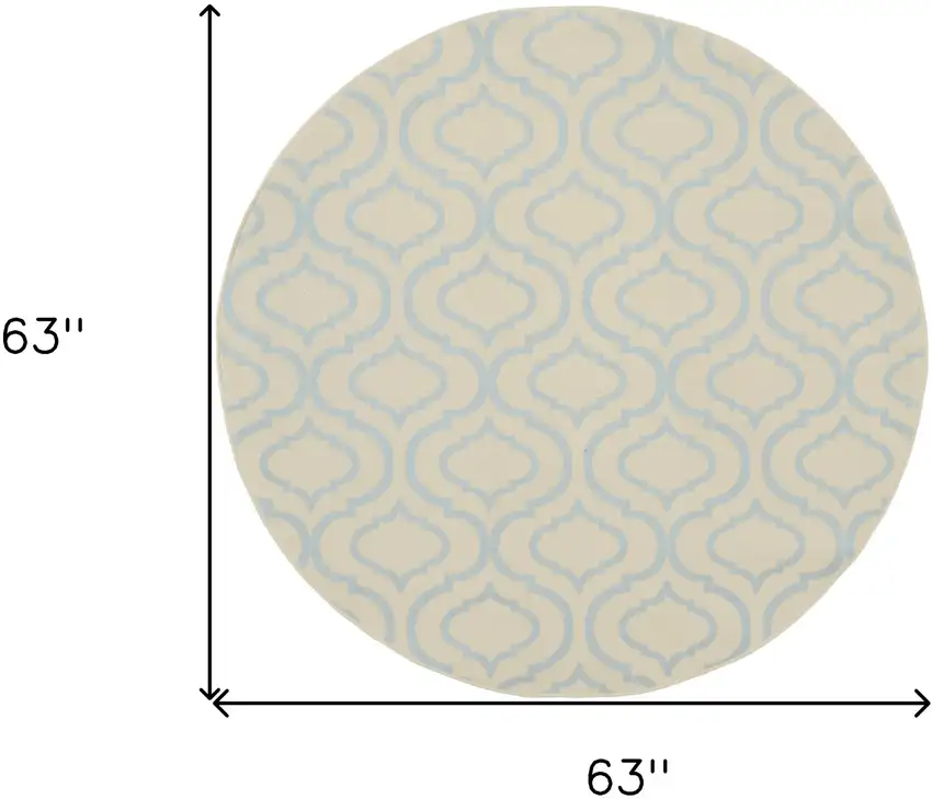 5' Gray Round Moroccan Power Loom Area Rug Photo 7