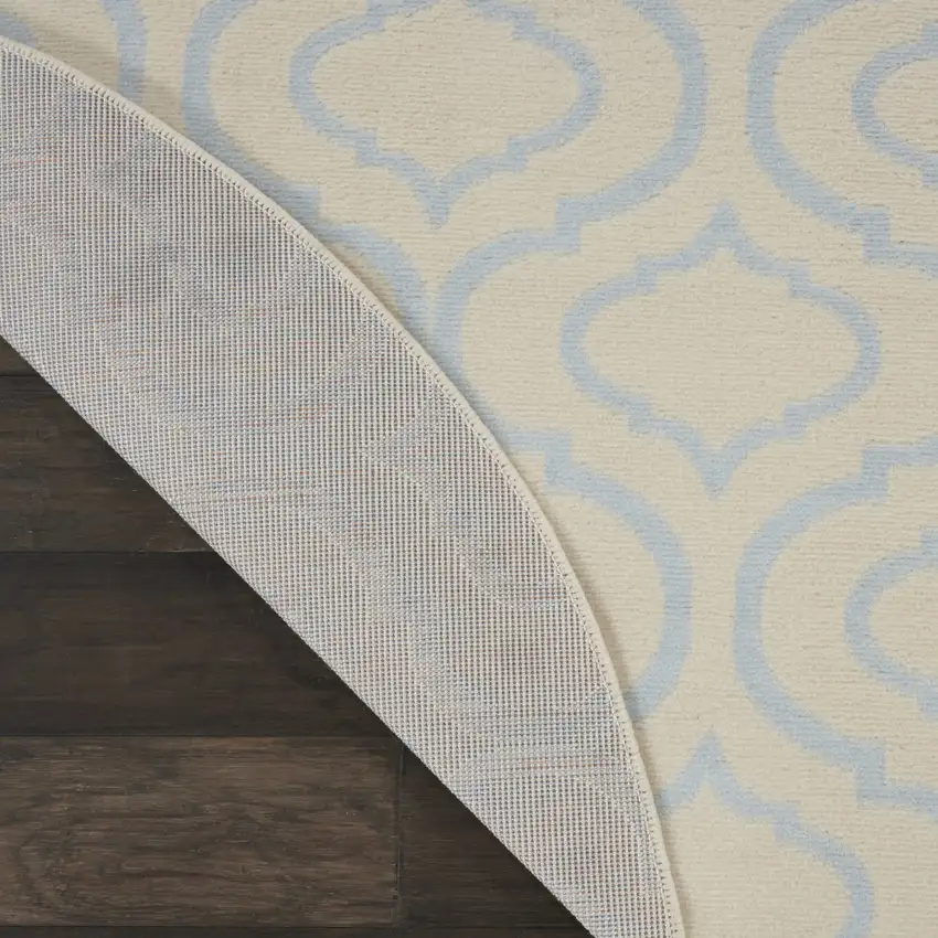 5' Gray Round Moroccan Power Loom Area Rug Photo 8