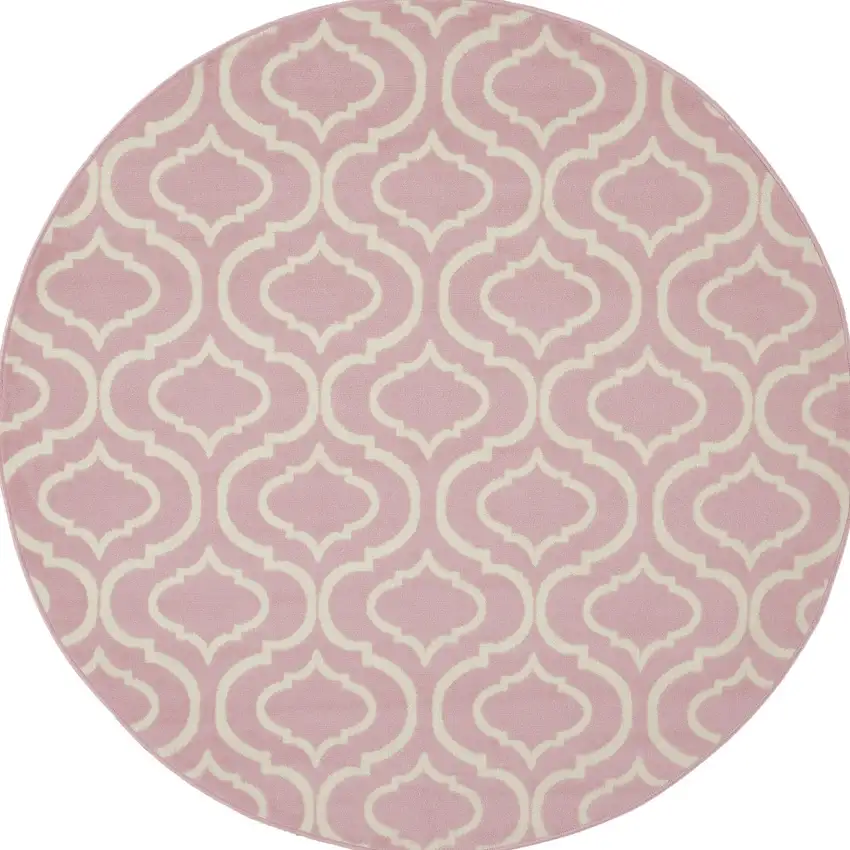 5' Gray Round Moroccan Power Loom Area Rug Photo 5