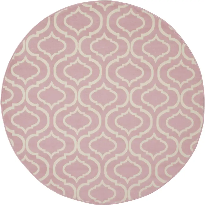 5' Gray Round Moroccan Power Loom Area Rug Photo 1