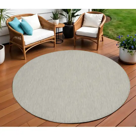 8' Gray Round Power Loom Area Rug Photo 1