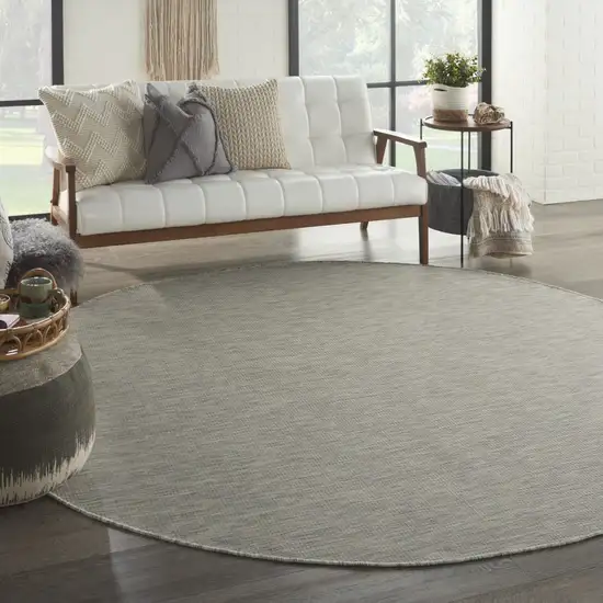 8' Gray Round Power Loom Area Rug Photo 6
