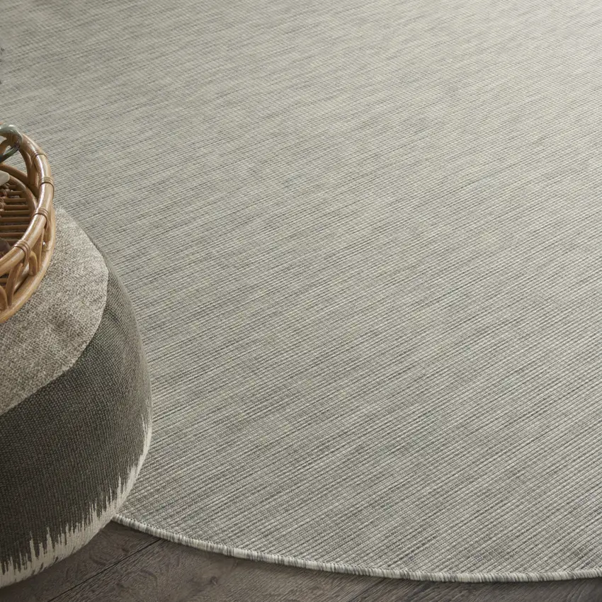 8' Gray Round Power Loom Area Rug Photo 5