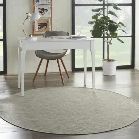 6' Gray Round Power Loom Area Rug Photo 5