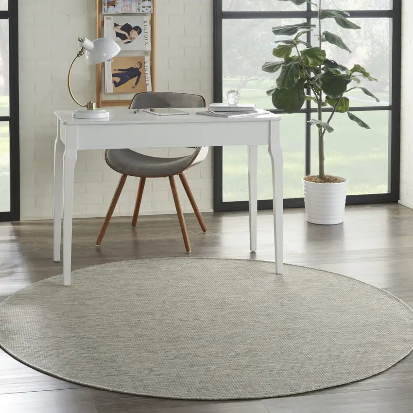 6' Gray Round Power Loom Area Rug Photo 5