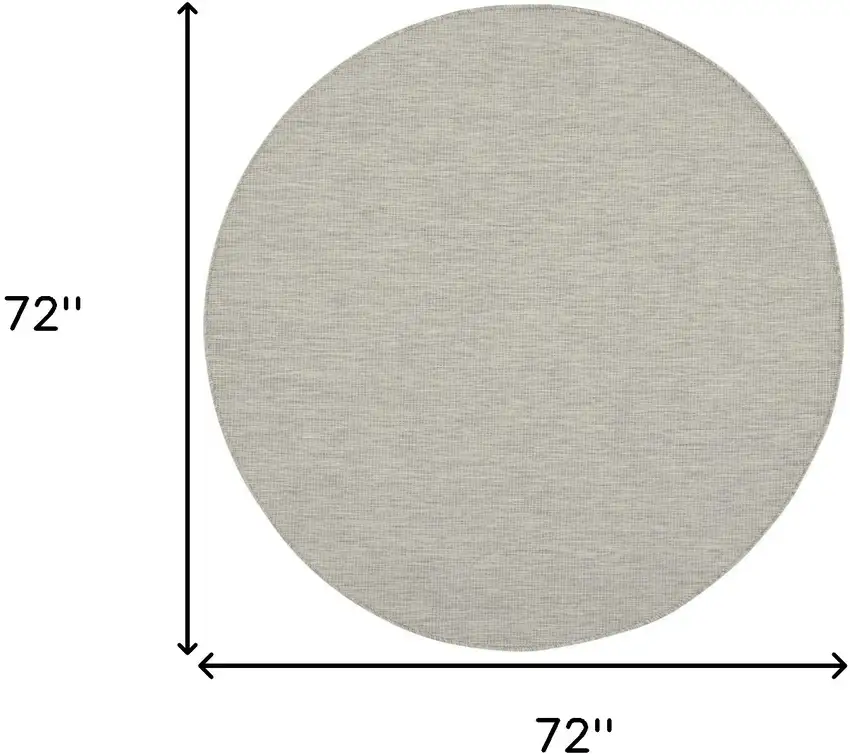 6' Gray Round Power Loom Area Rug Photo 6