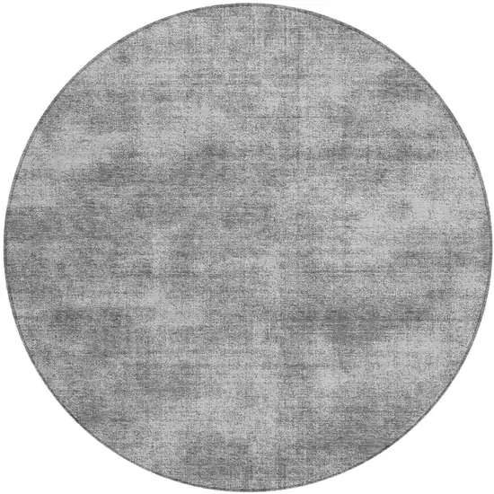 8' Gray Round Washable Indoor Outdoor Area Rug Photo 2