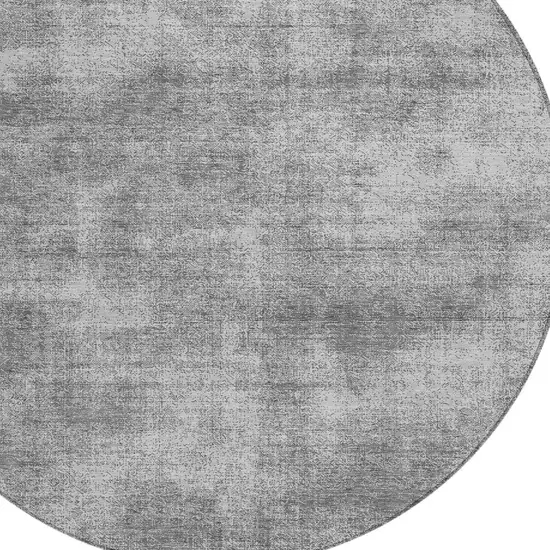 8' Gray Round Washable Indoor Outdoor Area Rug Photo 4
