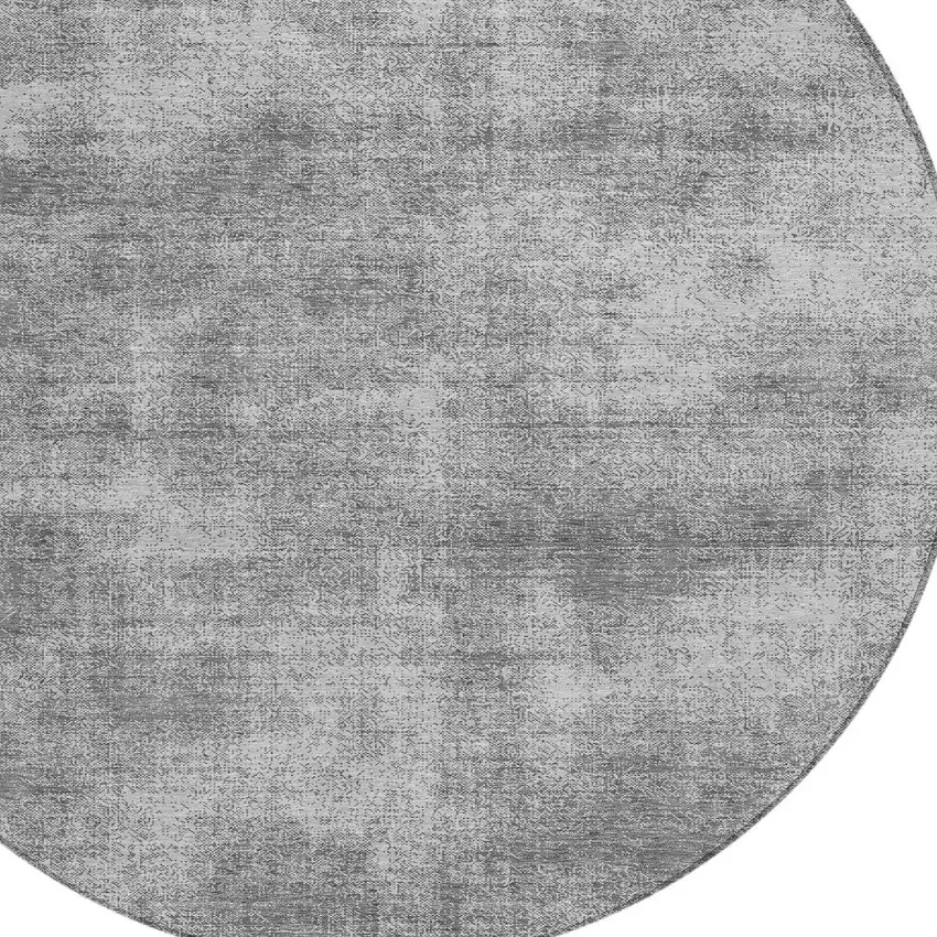 8' Gray Round Washable Indoor Outdoor Area Rug Photo 4