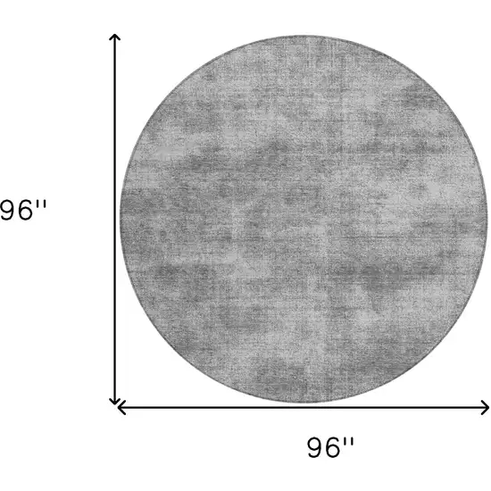 8' Gray Round Washable Indoor Outdoor Area Rug Photo 3
