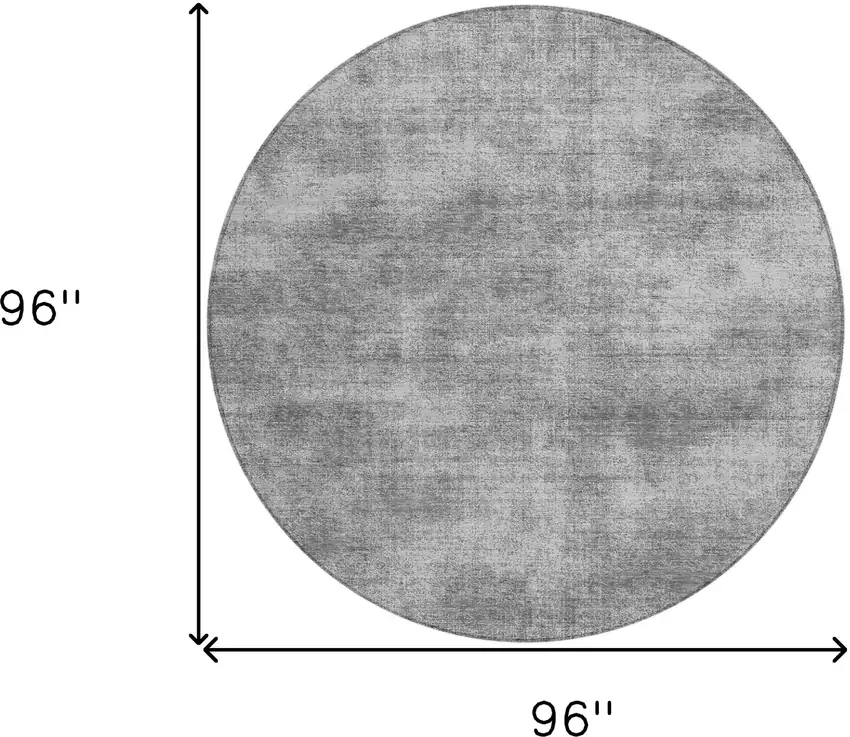 8' Gray Round Washable Indoor Outdoor Area Rug Photo 3