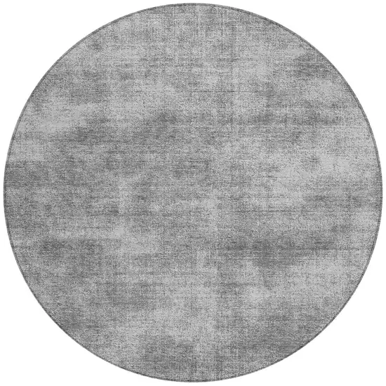 8' Gray Round Washable Indoor Outdoor Area Rug Photo 5