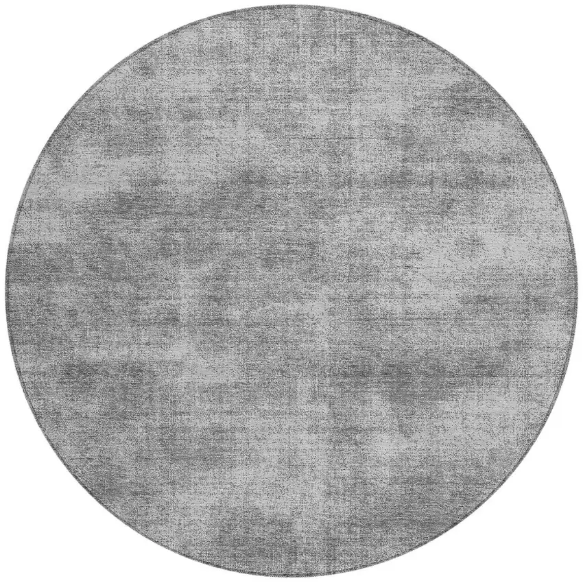 8' Gray Round Washable Indoor Outdoor Area Rug Photo 5