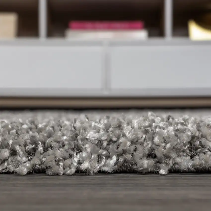 8' Gray Runner Rug With Fringe Photo 9