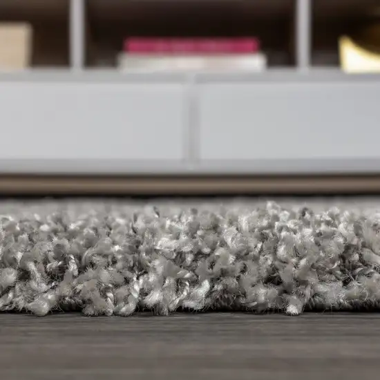 8' Gray Runner Rug With Fringe Photo 9