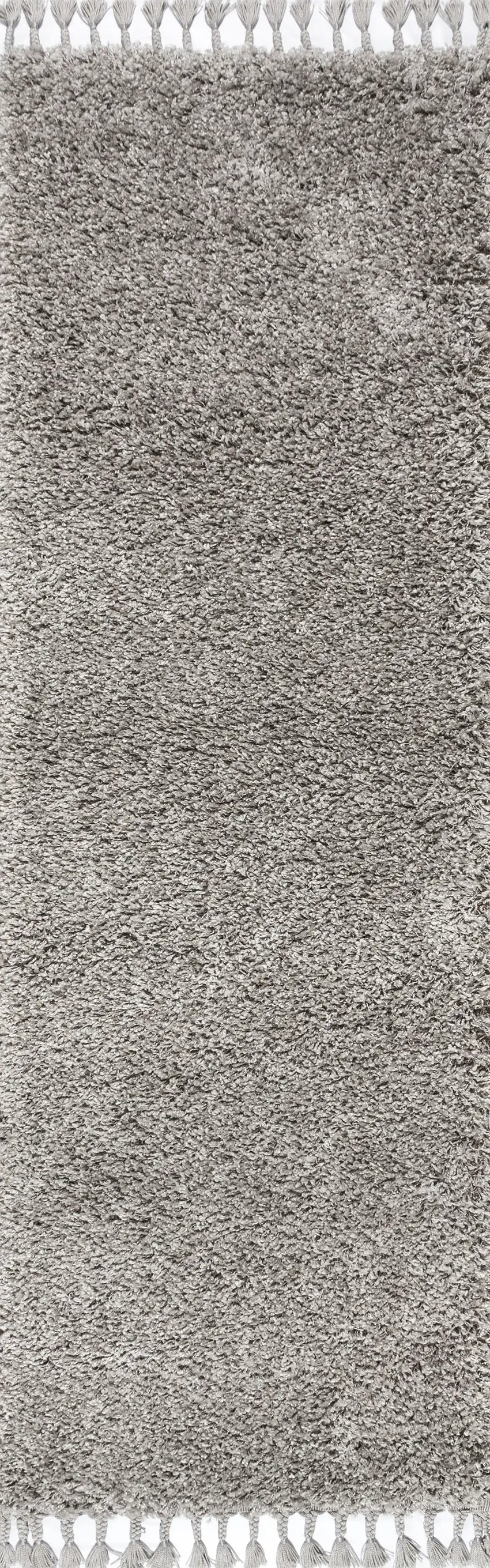 8' Gray Runner Rug With Fringe Photo 1