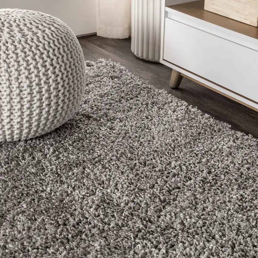 8' Gray Runner Rug With Fringe Photo 4