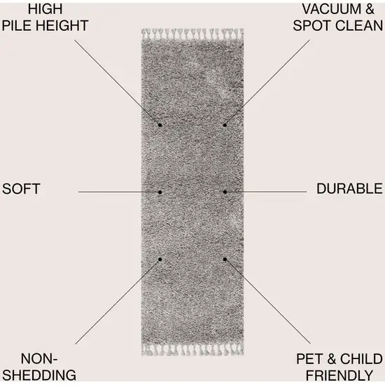 8' Gray Runner Rug With Fringe Photo 5