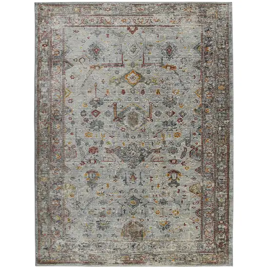 8' Gray Rust And Brown Medallion Runner Rug Photo 2