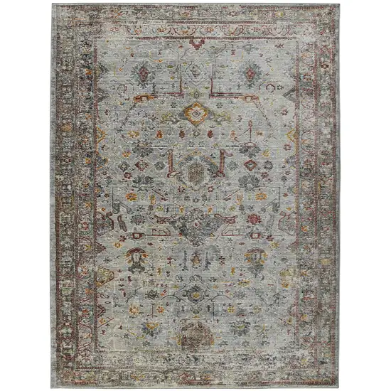 8' Gray Rust And Brown Medallion Runner Rug Photo 4