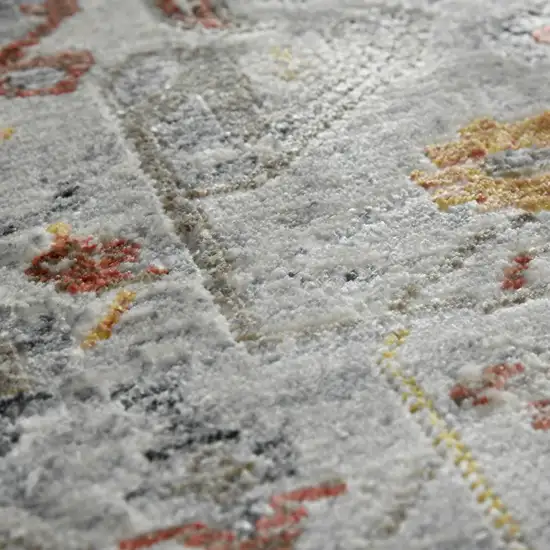 8' Gray Rust And Brown Medallion Runner Rug Photo 8