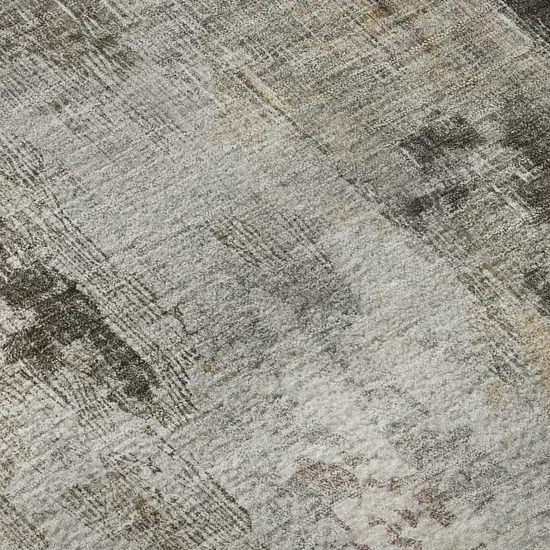 8' Gray Rust And Ivory Abstract Washable Round Rug With UV Protection Photo 8