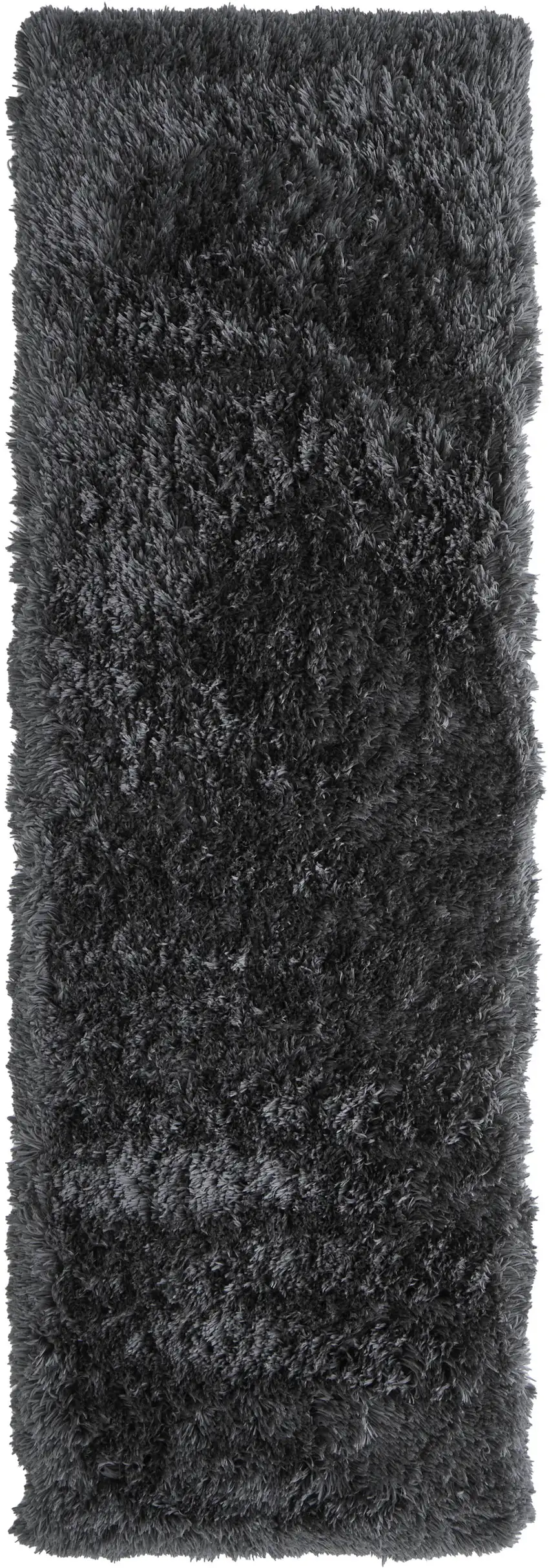 8' Gray Shag Hand Tufted Runner Rug Photo 4