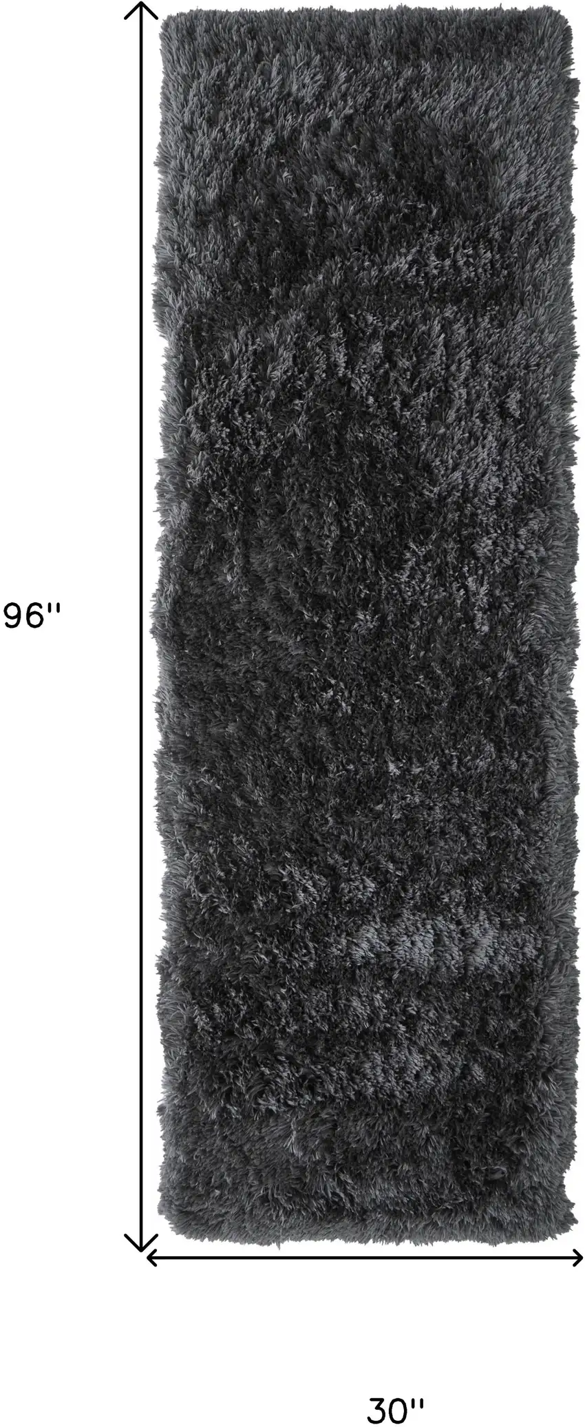 8' Gray Shag Hand Tufted Runner Rug Photo 3