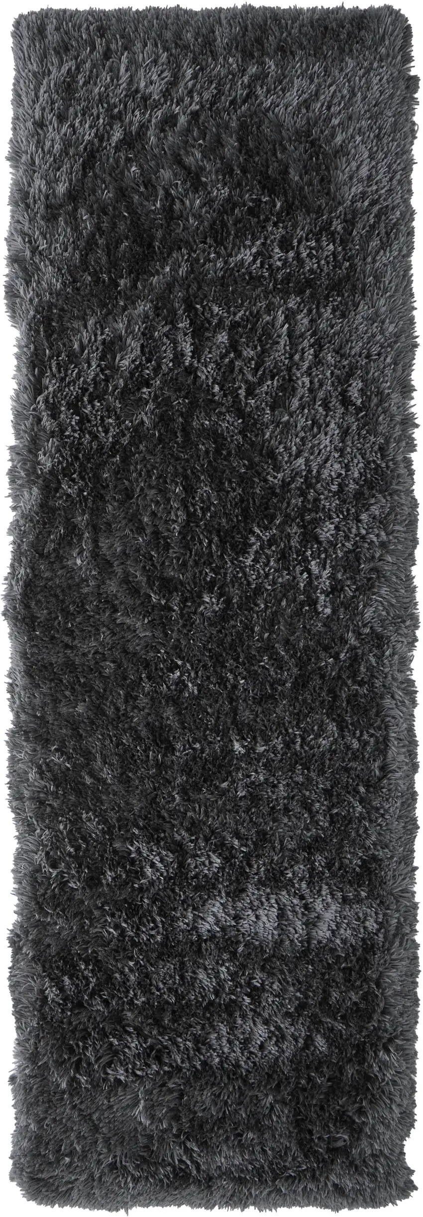 8' Gray Shag Hand Tufted Runner Rug Photo 2
